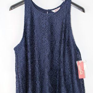 Navy blue lace sleeveless blouse